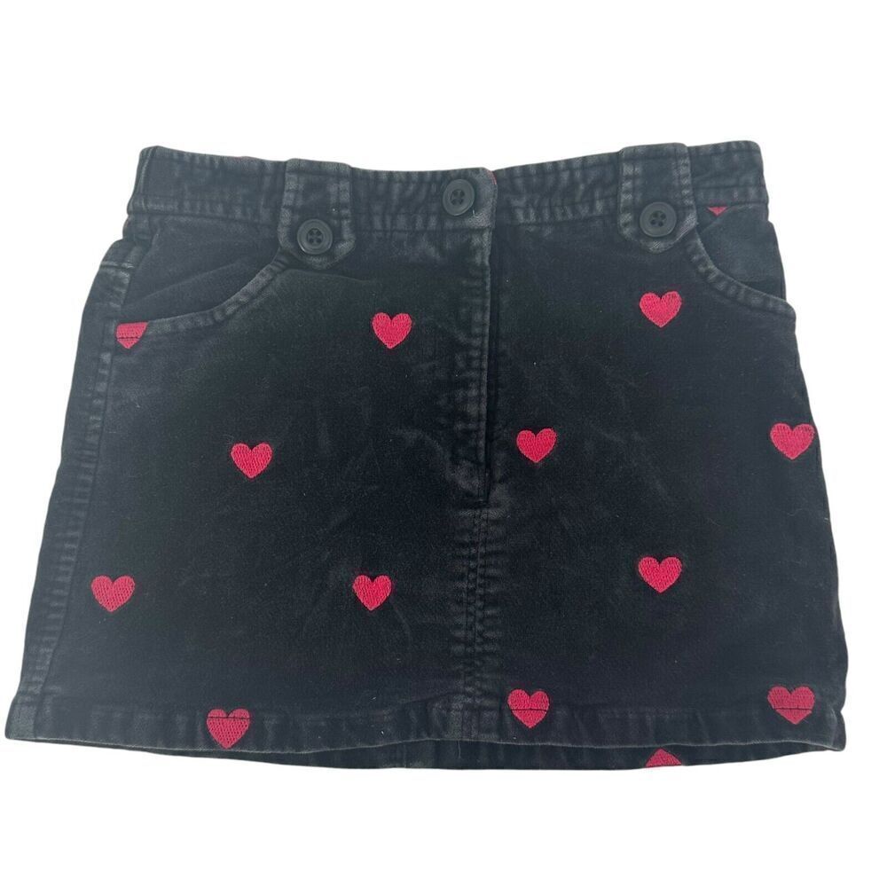 Lilly Pulitzer Vintage Skirt Girls Size 4 Black Corduroy Heart Mini Skirt Preppy